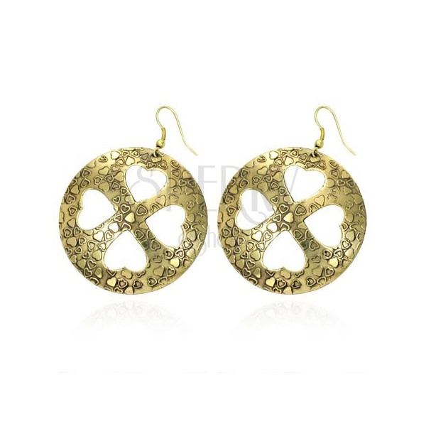 Earrings with four-leaf clover made of hearts
