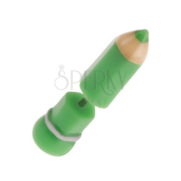Acrylic fake ear plug, green pencil