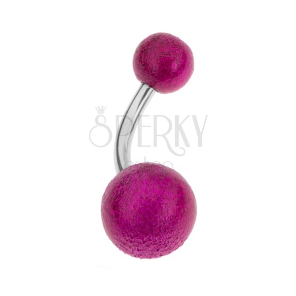 Navel piercing, balls in fuchsia colour, pearlescent shine, acrylic