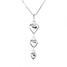 Necklace made of silver 925, pendant of three diminishing hearts