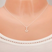 925 silver necklace, outline of flat five-pointed star