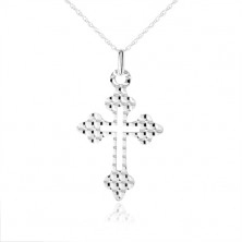 Necklace made of silver 925, cross - decorative arms, balls on surface