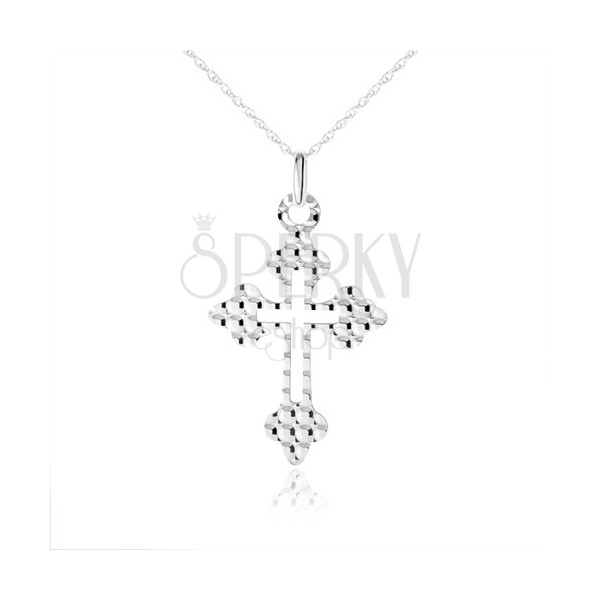 Necklace made of silver 925, cross - decorative arms, balls on surface