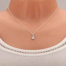 925 silver necklace, pendant of  loop with round clear zircon