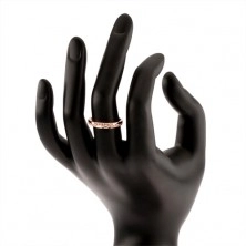 925 silver wedding ring of coppery colour, clear zircons and diamond cut