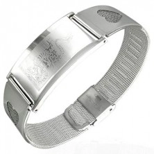 Steel mesh bracelet with hearts and ID plate - dragon