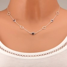 Necklace, 925 silver, violet zircon and outline - diversly twisted drops