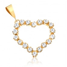 375 gold earrings - clear zircon contour of symmetrical heart