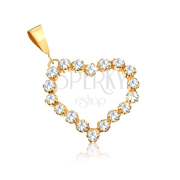 375 gold earrings - clear zircon contour of symmetrical heart