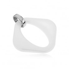 White ceramic pendant - rhombus with oval cutout