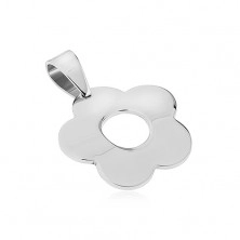 Steel pendant in silver colour - convex flower with cut-out centre