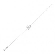 Adjustable bracelet made of 925 silver, fine chain, flower