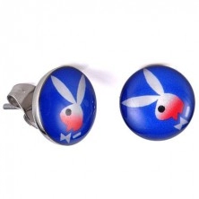 Stud earrings made of steel, glazed bunny head