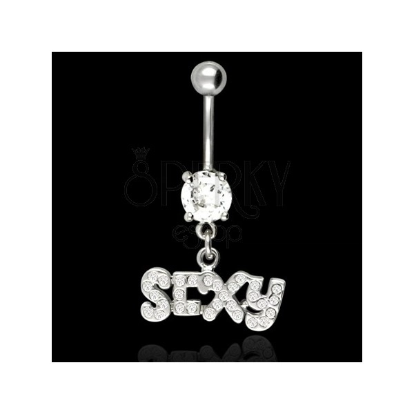 SEXY belly piercing with clear zircons
