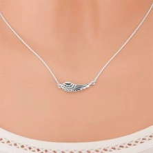 Silver necklace 925, pendant - angel wing with engraving