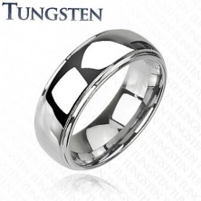 Shiny tungsten ring with protruding middle part