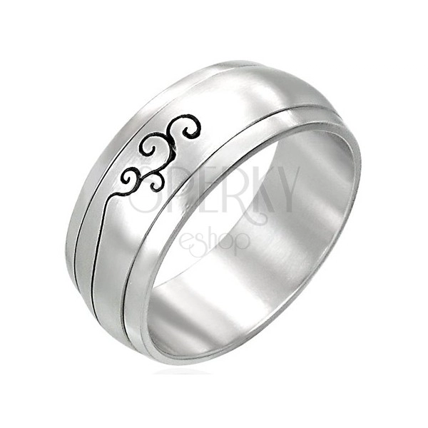 Spinner stainless steel ring with ornament