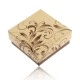 Ring or earrings gift box, creamy and brown colour, flowery ornaments
