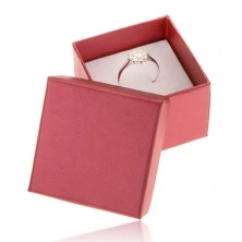 Ring and earrings gift box, red colour with pearly shine