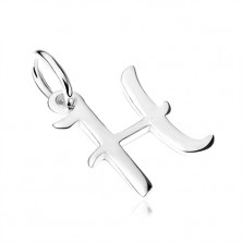 Decorative pendant made of 925 silver, smooth block letter "H"