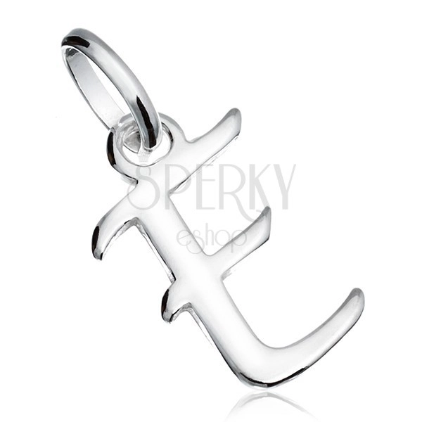 Smooth and flat 925 silver pendant, large capital letter "E"