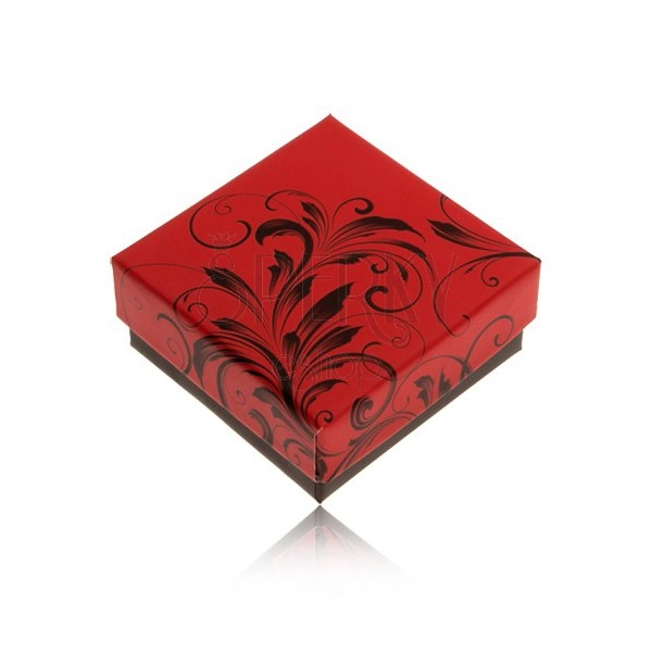 Lower red and black box for ring or earrings, ornaments