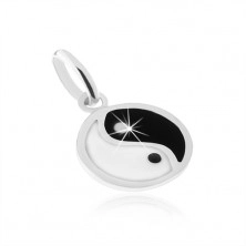 Pendant made of 925 silver, black and white symbol of balance Yin Yang