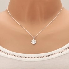 Adjustable necklace - 925 silver, quatrefoil embellished with clear zircons