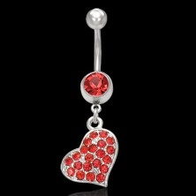 Red heart belly button ring