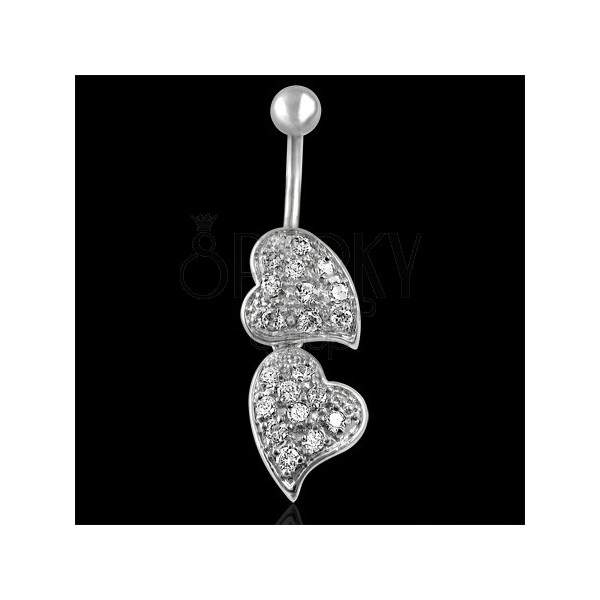 Belly button ring - two hearts