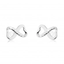 925 silver earrings, bow with zircon line of clear colour