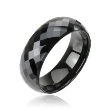 Black tungsten ring with disco pattern