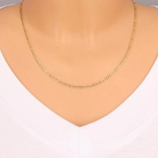 375 gold chain - one oblong eyelet and three smaller oval ones, 500 mm