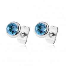 Stud earrings made of 316L steel with blue zircons