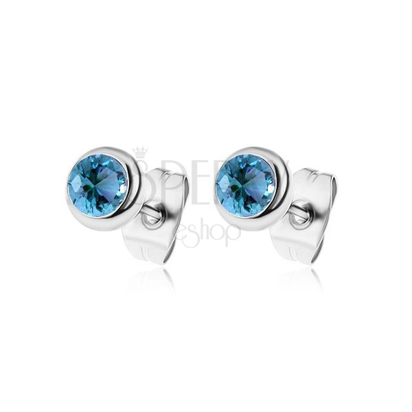 Stud earrings made of 316L steel with blue zircons