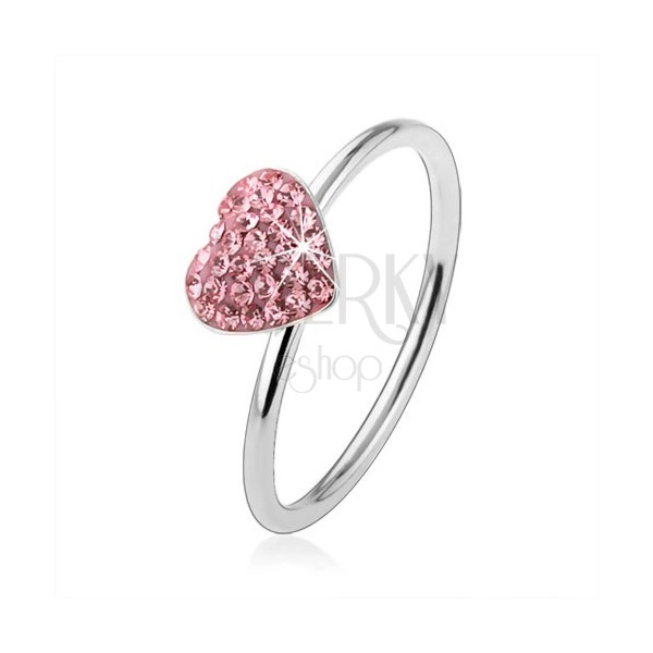 925 silver ring with light pink zircon heart
