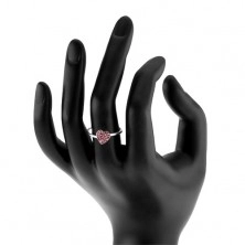 925 silver ring with light pink zircon heart