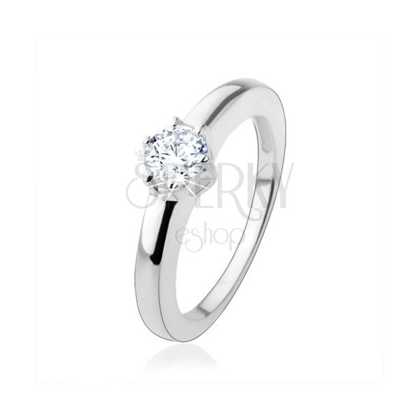 Engagement ring made of 925 silver with round ground zircon
