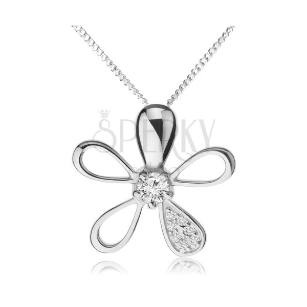 Adjustable necklace made of 925 silver, flower with various petals