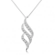 925 silver necklace, three clear zircon waves, adjustable length