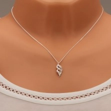 925 silver necklace, three clear zircon waves, adjustable length