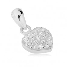 Pendant made of 925 silver, shimmering symmetrical heart, clear zircons