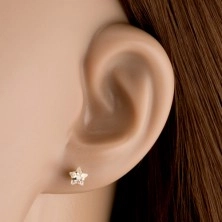 Stud earrings made of yellow 9K gold -clear zircon star