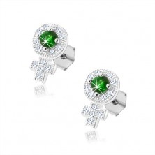 925 silver earrings, shimmering female symbol, green zircon