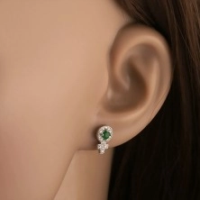 925 silver earrings, shimmering female symbol, green zircon