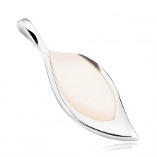 Silver pendant 925, leaf with white nacre filling