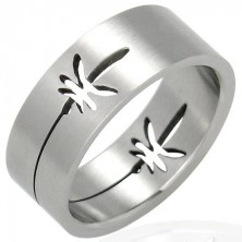 Stainless steel ring with pot leaf design