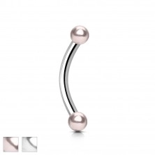 Eyebrow piercing made of steel - two smooth balls with nacre finish