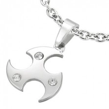 Stainless steel NINJA star pendant with zircons