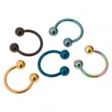 Piercing made of 316L steel, titanium anodizing, coloured horseshoe with balls
